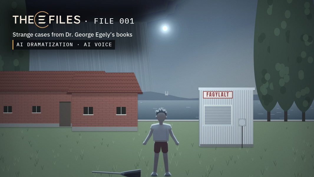 The E Files, FILE 001: a lifeguard on a lawn by Lake Balaton under a glowing ball of light, a storm over the lake