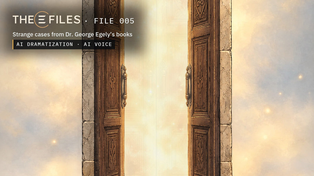 The E Files, FILE 005: The Door That Opened Twice, a drawn wooden door opening in a glowing haze