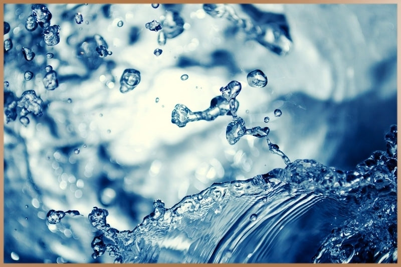 Splashing clear water waves and drops