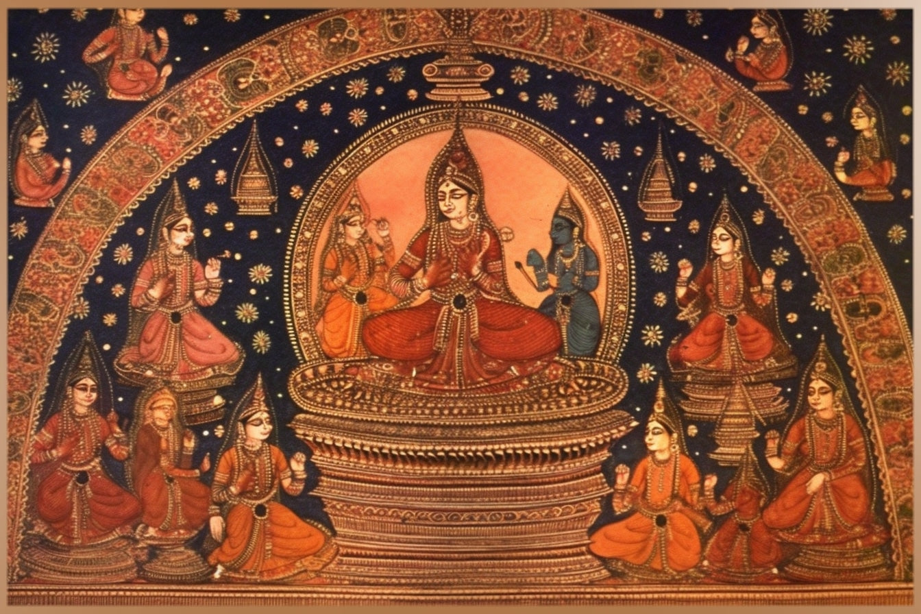 Ancient tantra spiritual illustration with Shiva and Shakti